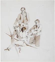 Study of Sailors (blyant og akvarel på papir)